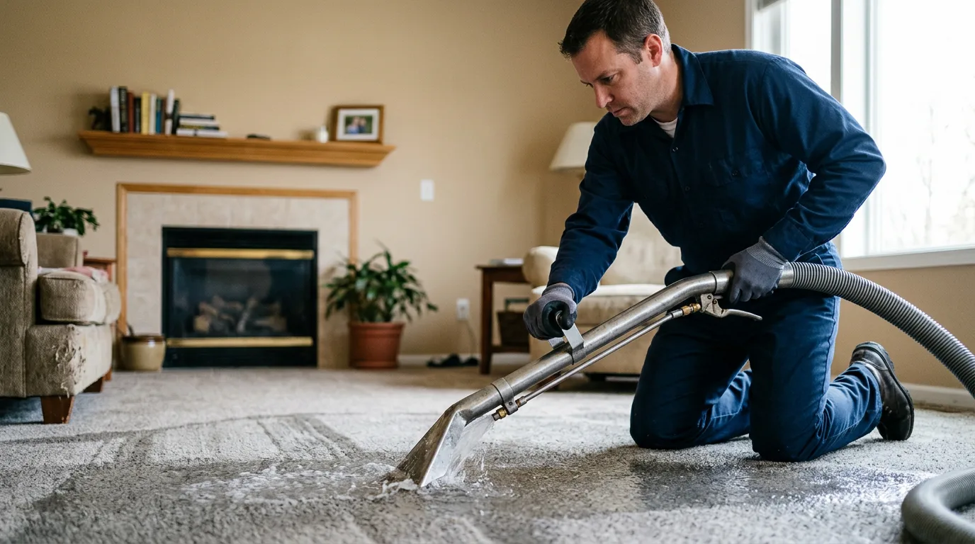 Water damage restoration technician working near Mentcle, PA